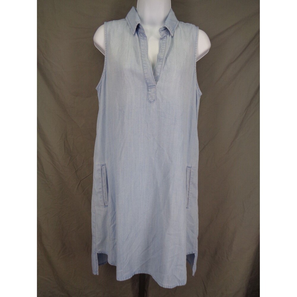 Cloth & Stone Chambray Tunic Shirt Dress Size Small High Low Sleeveless